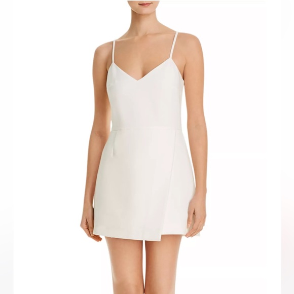 FRENCH CONNECTION Whisper Sleeveless Asymmetric Hem Mini Dress in Summer White - Picture 2 of 4